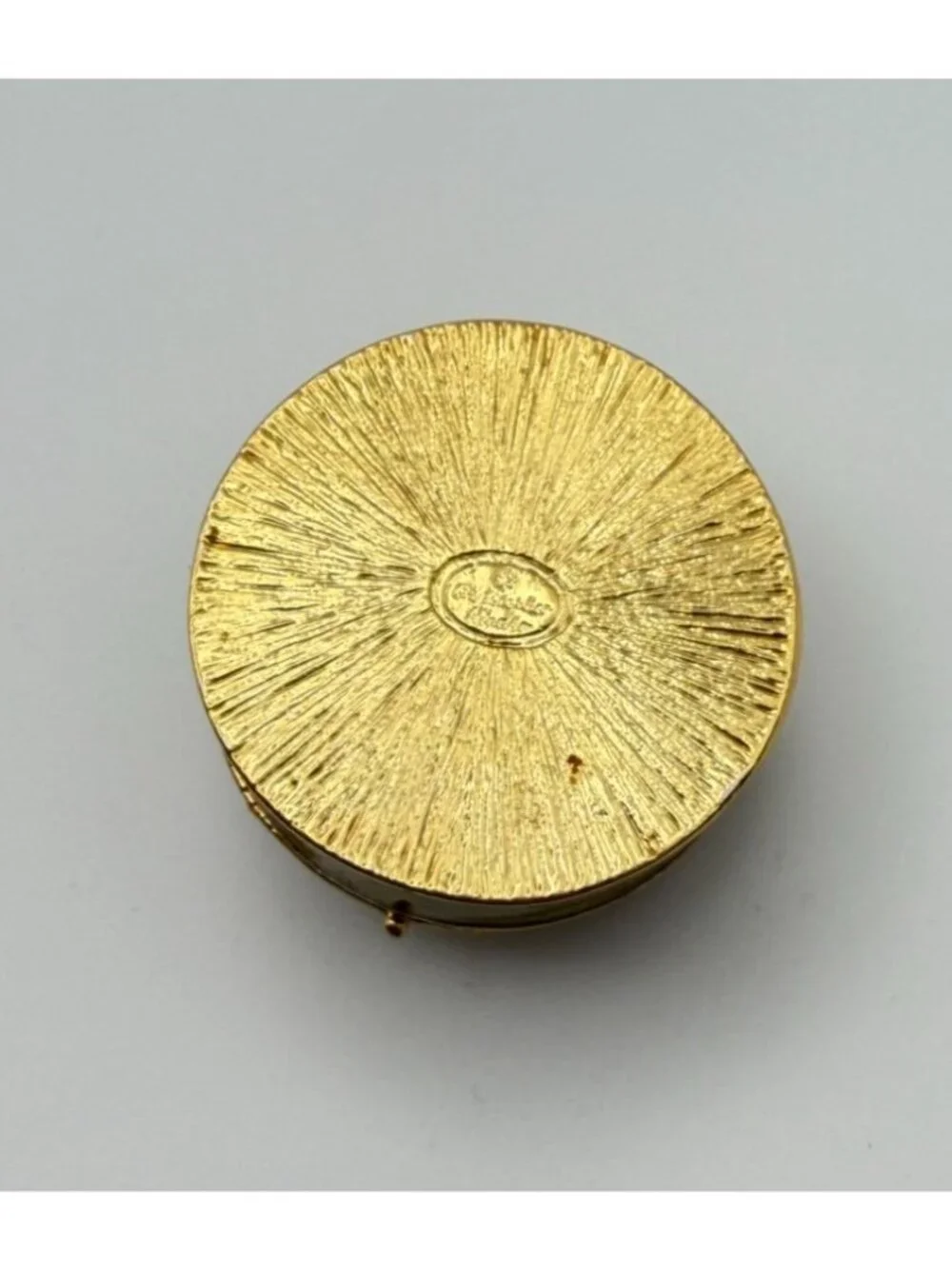 Christopher Radko Enamel Trinket Pill Box Red Poinsettia Flower Gold Tone Round